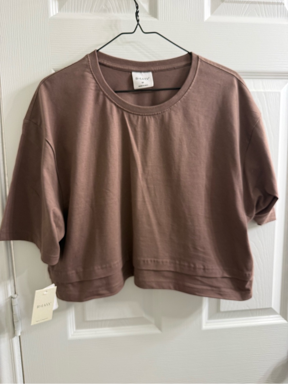 Set-brown crop top and shorts R+Laxx (also known as Relaxx by Exist)